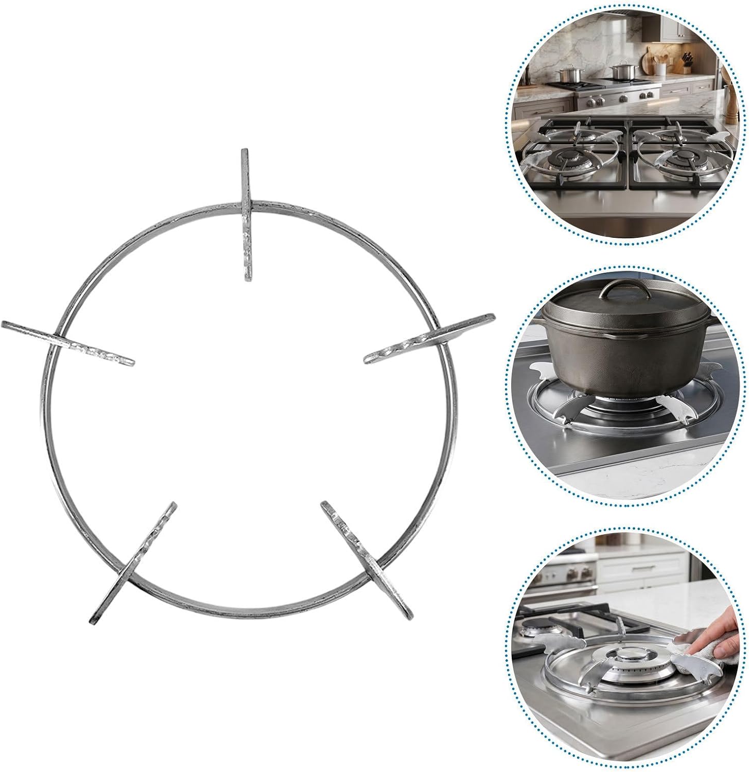 2pcs round Gas Stove Wok Rack for Small Saucepans and Coffee Pots, Iron Non-slip Burner Trivet with Coated Finish and Easy Maintenance, Compatible with Builtin Gas Stoves and Open