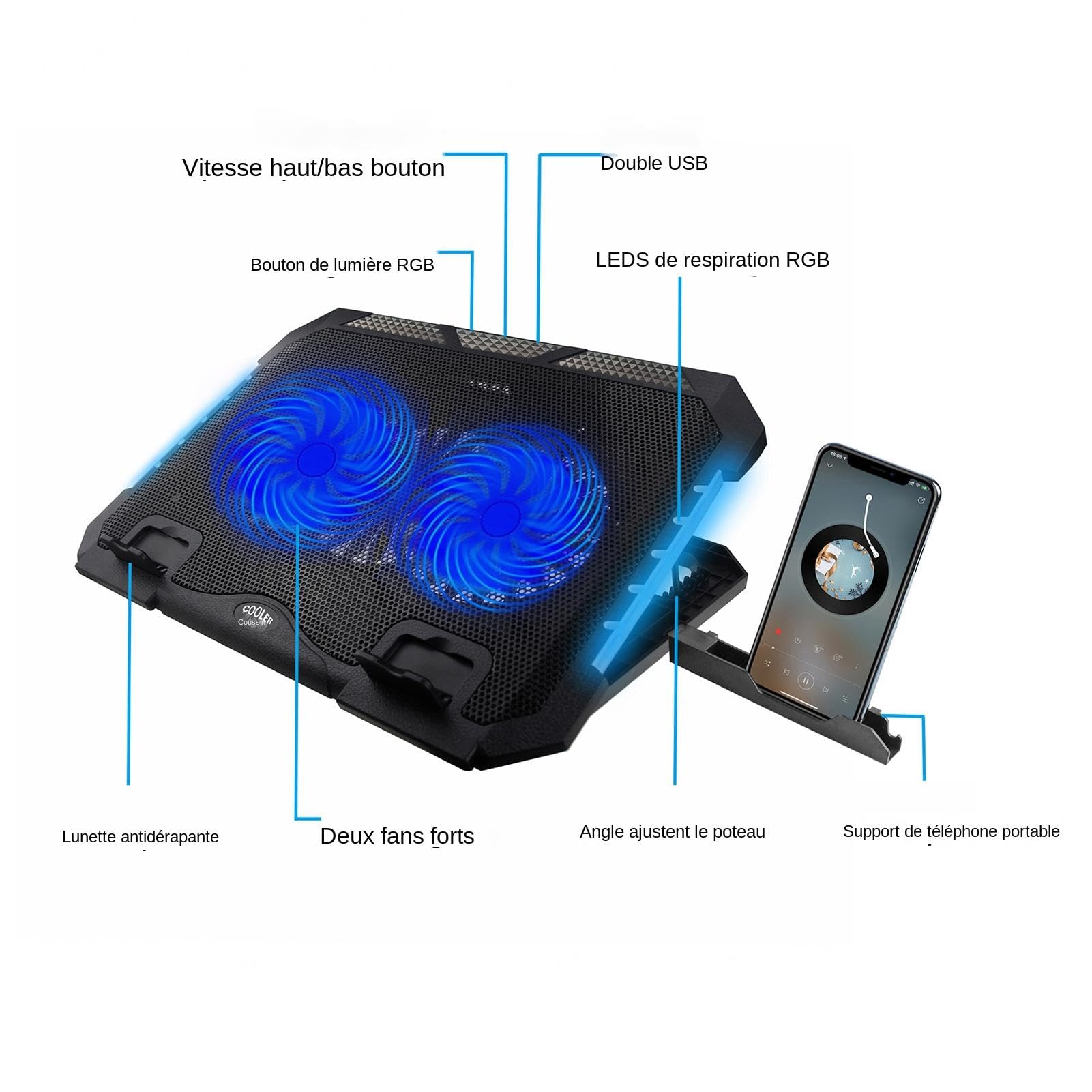 chłodzący RGB | chłodzący na laptopa z RGB | Regulowany