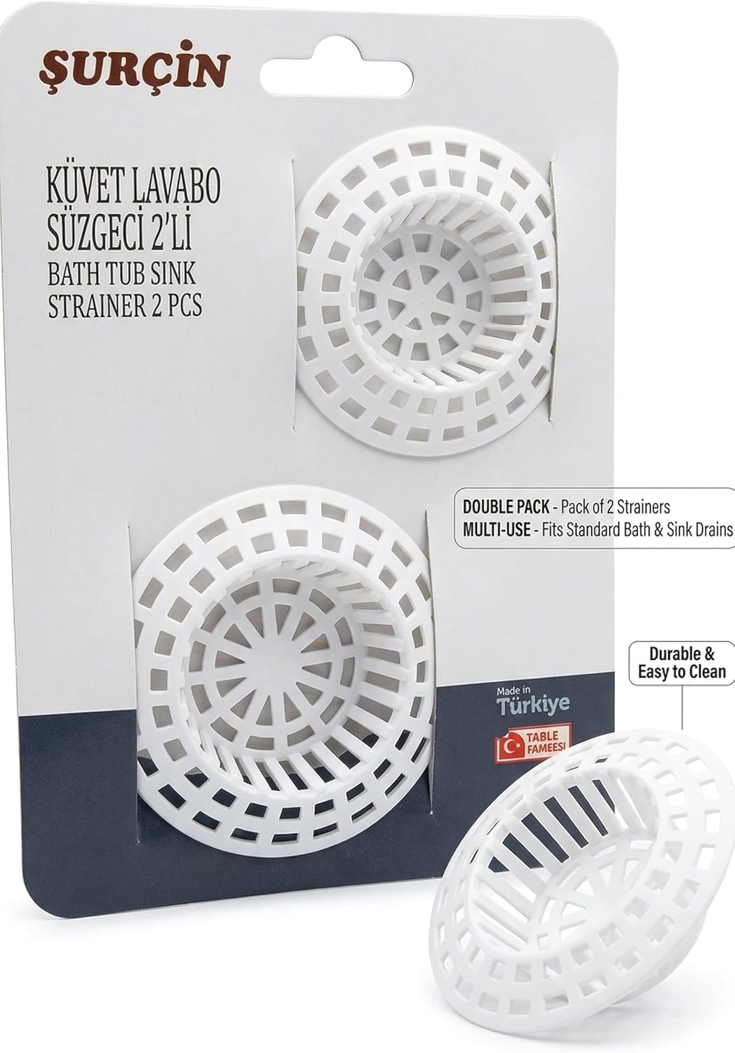 Smartizi 2'li Küvet ve Lavabo Süzgeci Seti - Farklı Boylarda Tıkanıklık Önleyici Plastik Lavabo Filtresi