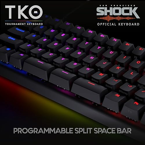 Miniatura 2 de KINESIS Teclado mecánico TKO para juegos Interruptores táctiles marrones Diseño del 60% Barra espaciadora dividida Hotswap Teclas PBT Cuerpo