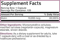 Vista 8 de Bronson Ultra Biotina 10,000 Mcg Suplemento para Cabello, Piel y Uñas, Sin GMO, 120 Cápsulas Vegetarianas