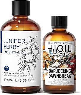 HIQILI 100ML Juniper Berry Essential Oil & 30ML Darjeeling Dawnbreak Fragrance Oil, for DIY, Diffuser