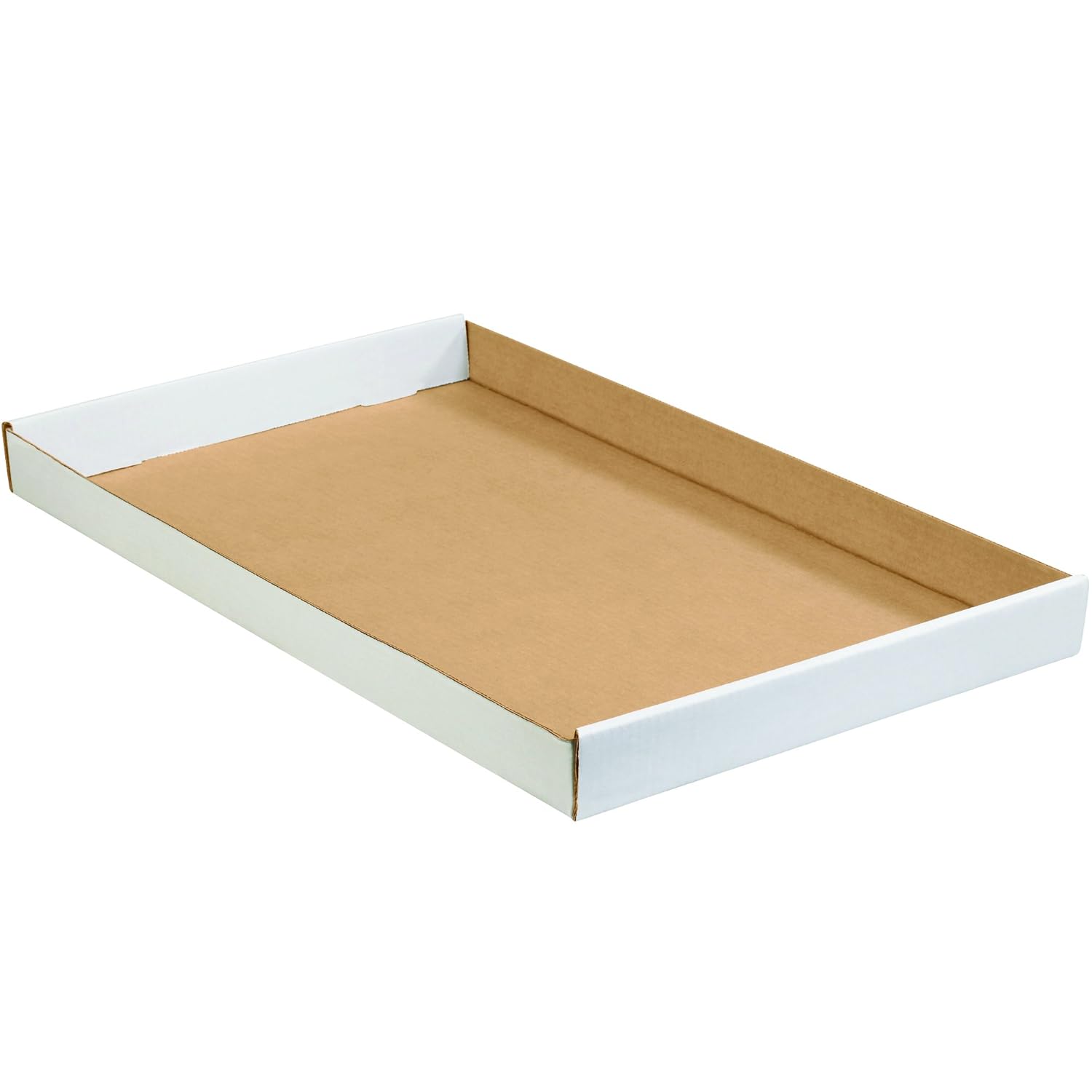 BOX USA B24152CTW Corrugated Trays, 24"L x 15"W x 1 3/4"H, White (Pack of 50)