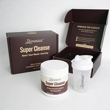 Slimessia Super Cleanse 15 Days Digestive Support, Complex Herbal Formula with Free Shaker, Luxury Gift Box, 159 g