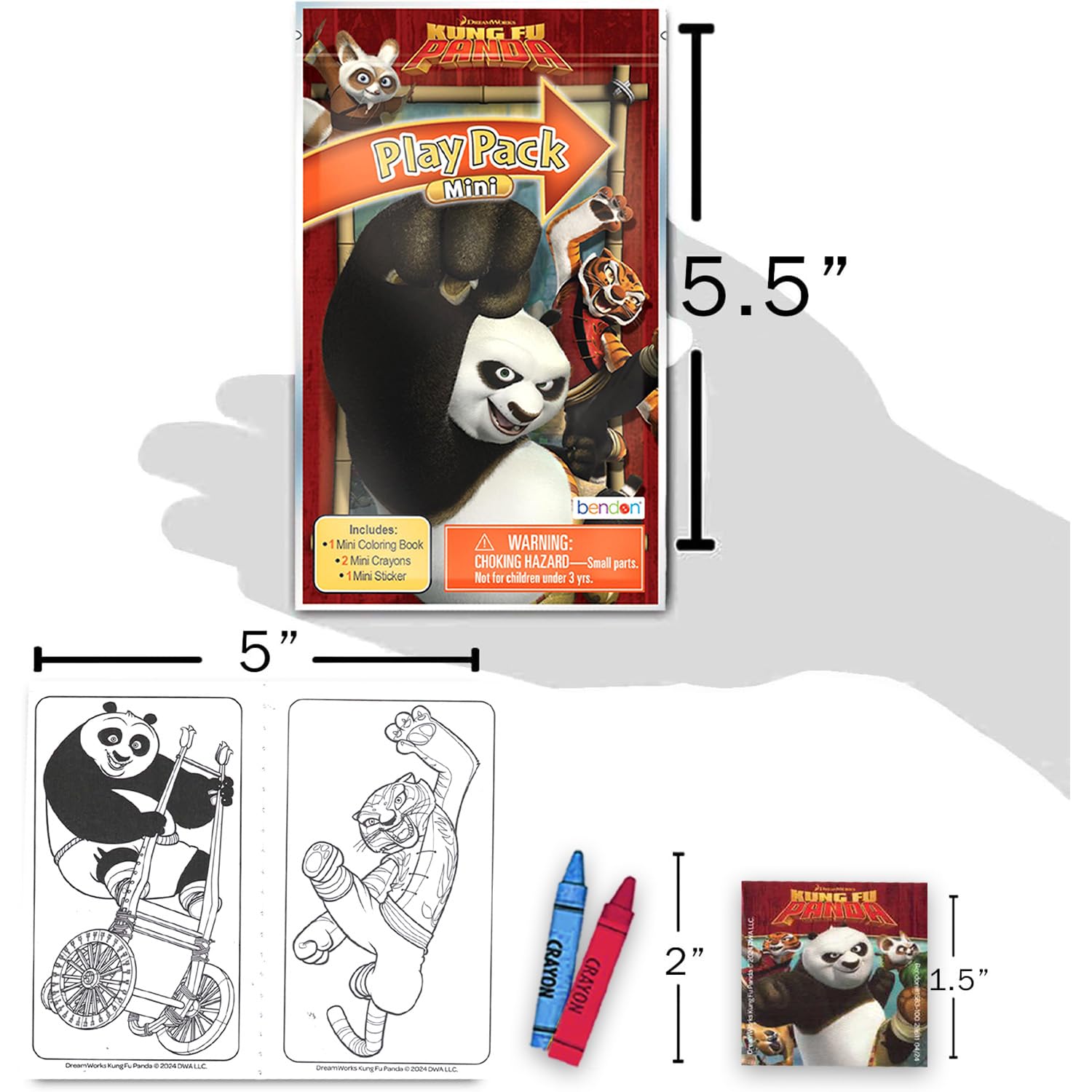 Dreamworks Kung Fu Panda Mini-Partygeschenk-Set – Paket mit 24 Kung-Fu-Panda-Spielpackungen mit Malvorlagen, Aufklebern und mehr, Kung-Fu-Panda-Partyzubehör