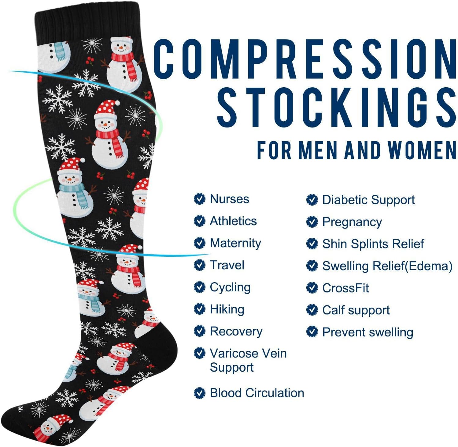 Compression Socks for Women Men Knee High Socks for Running Athletic Nurse Cycling Sports - Image 5