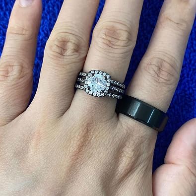CEJUG Cubic Zirconia Wedding Rings for Women Bridal Ring Set Engagement Bands Halo 2.0Ct Cz Size 4-12