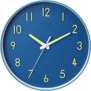 MEIRED Night Light Wall Clock 12 Inch Silent Non Ticking Battery Operated Wall Clocks Glow in The Dark, Lighted Up Wall Clock for Bedroom Living Room/Kitchen, Blue B