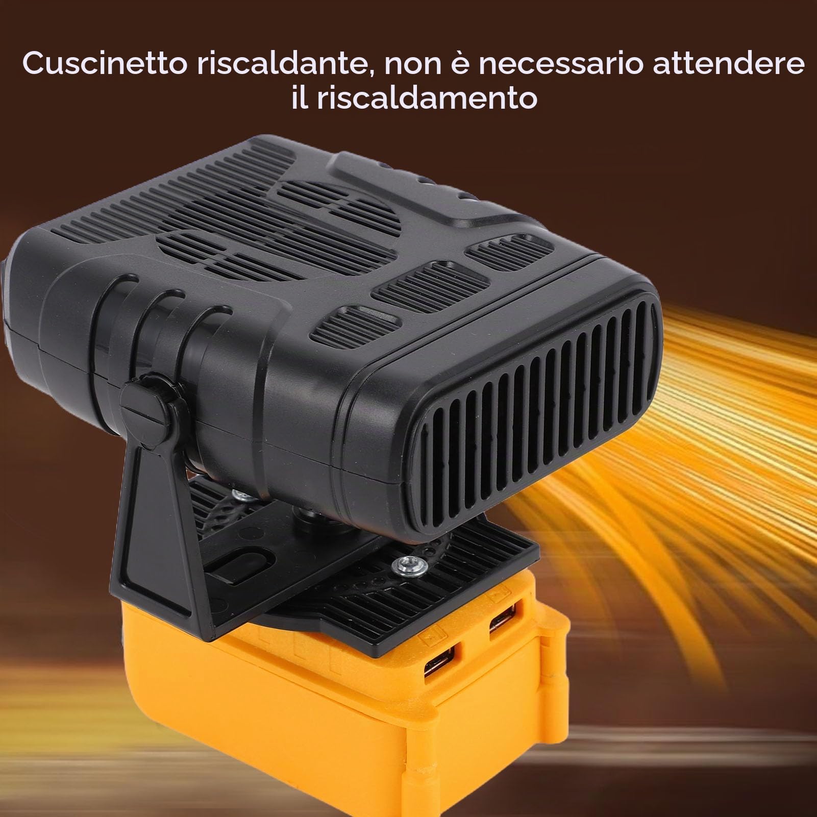 Stufa Elettrica Alimentata a Batteria, Piccola Stufa Elettrica Portatile Ricaricabile per Ufficio Camera Letto Campeggio All'aperto, 2 Uscite USB, 55-85 ℃ (senza Batteria)