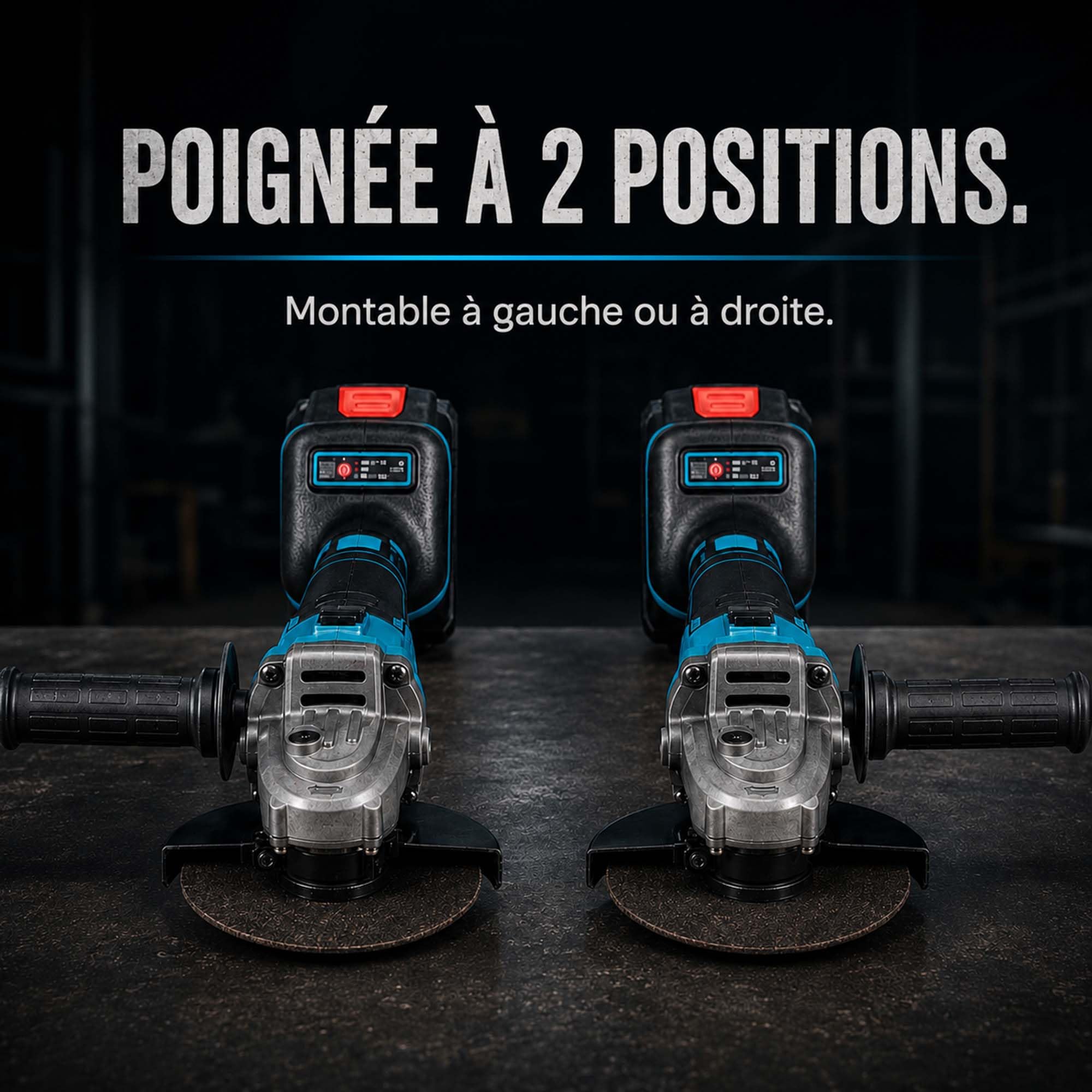 Meuleuse d’angle sans fil 125 mm, meuleuse brushless 10000 tr/min avec 2 batteries 4,0 Ah et chargeur, pour métal, pierre et carrelage, avec coffret