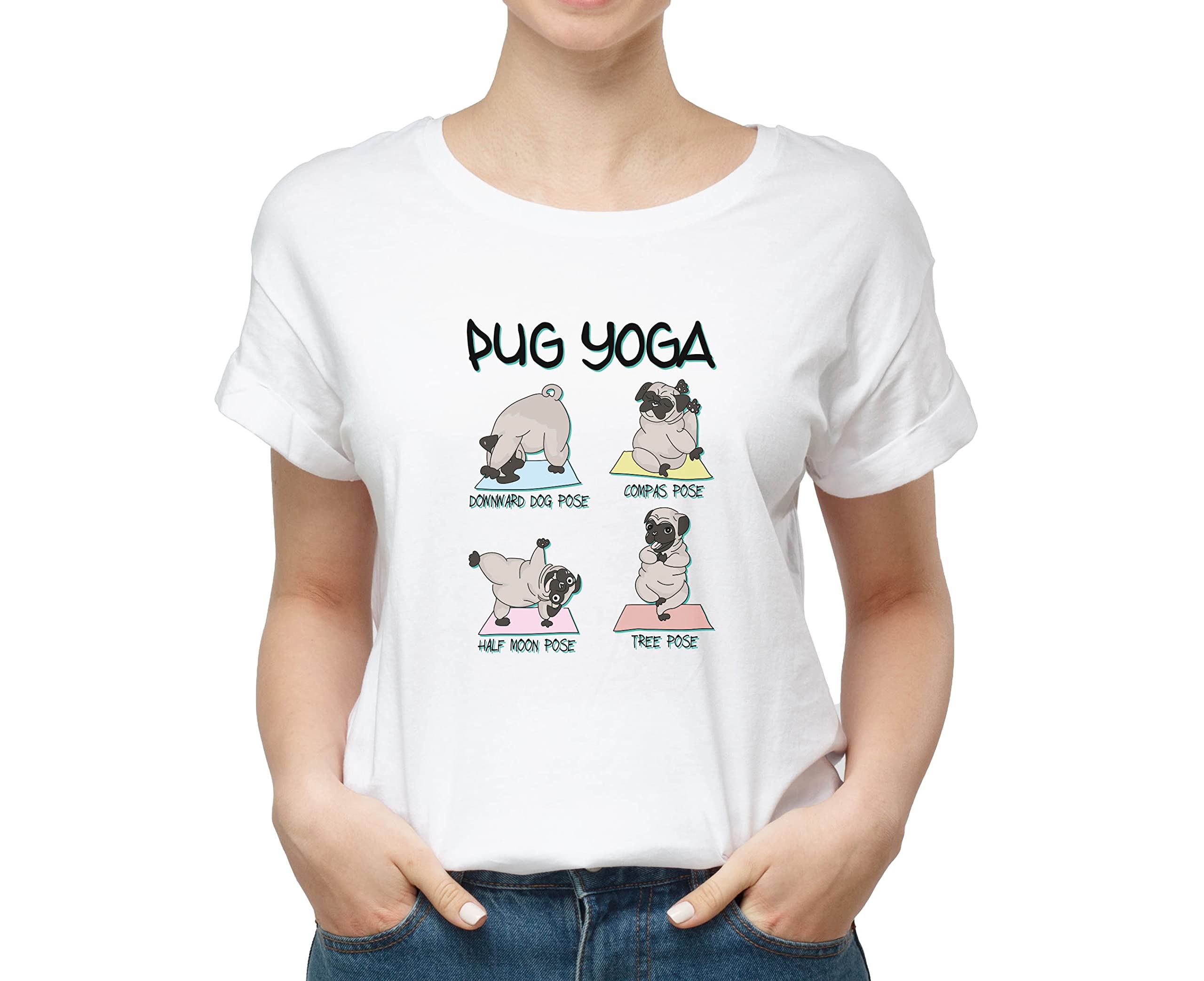 Vegon Kart Pug Yoga A 100% Cotton Round Neck Printed T Shirt for Men Women, Dog Lover t Shirt, Dog Pattern t Shirt, Pet Lover t Shirt, Pug Lover T Shirt White (B0CGB1ZLMQ) Amazon Price History, Amazon Price Tracker