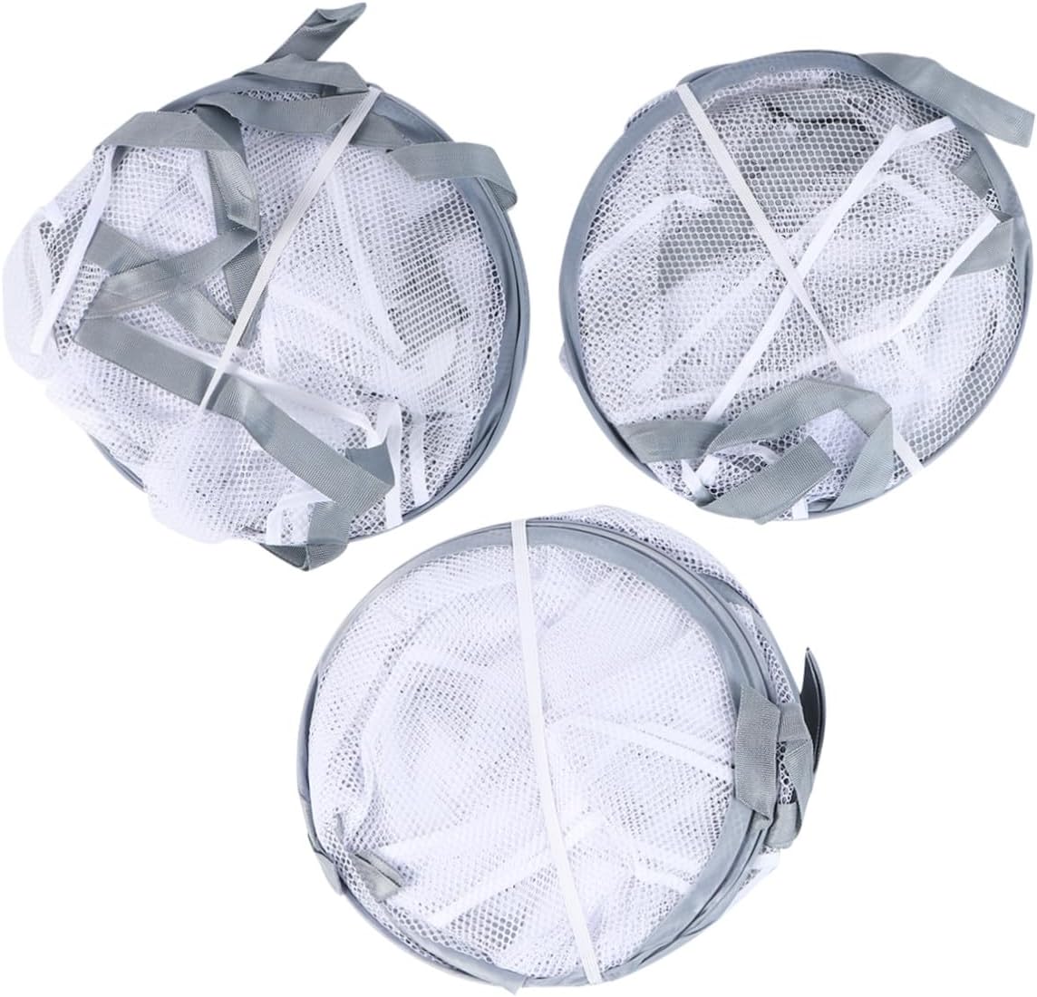 FUOYLOO 3pcs Clothes Drying Basket Set with Iron Hanging Nets for Socks and Sweaters, Single to Triple Layer Laundry Organizer for Home and Balcony Use
