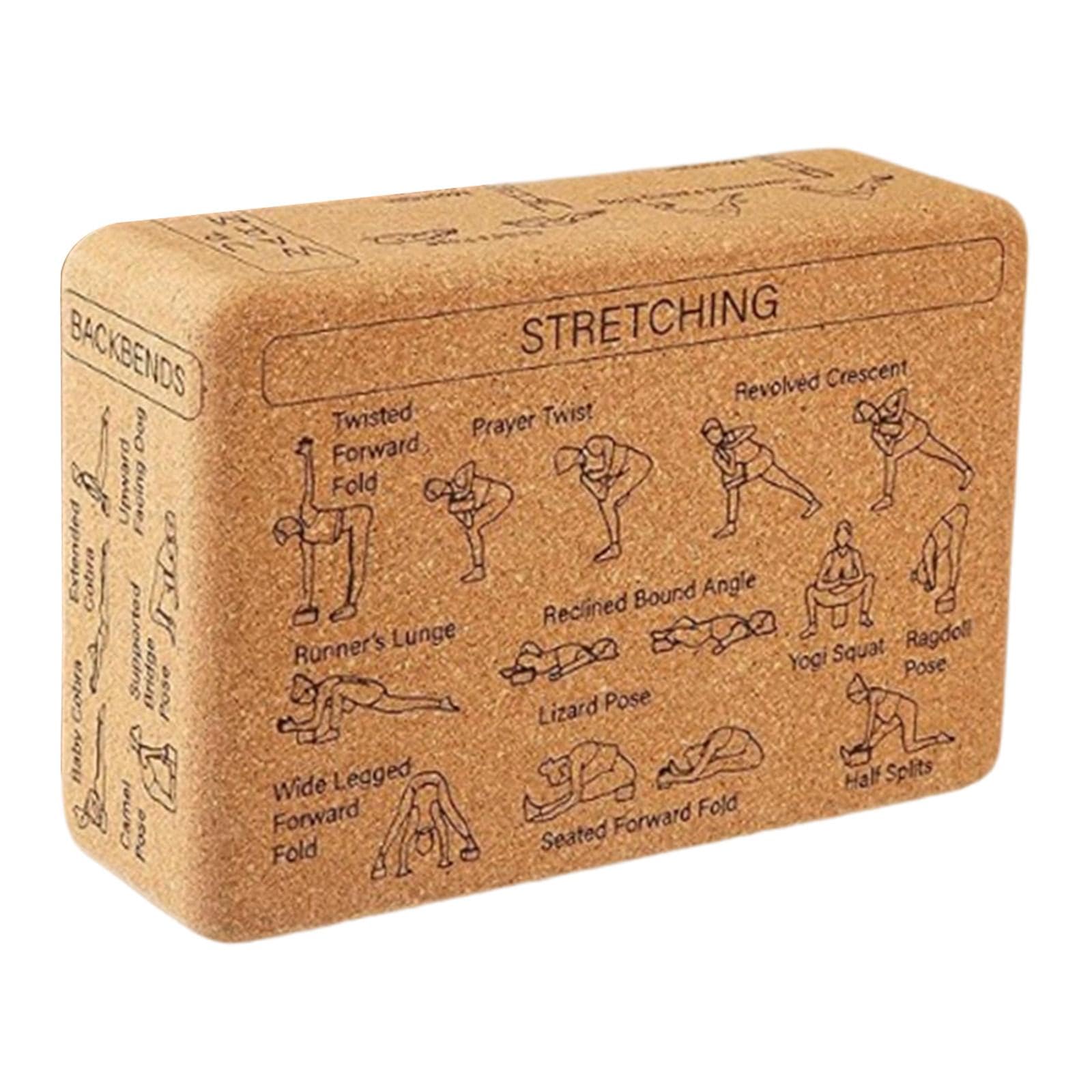 BNF® Cork Yoga Block to Support and Deepen Stretches AntiSlip Exercise Brick Prop-Sports, Fitness & Outdoors/Exercise & Fitness/Yoga/Wedges