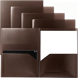 Youngever 6 Pack Heavy Duty Plastic Two Pocket Folders, Heavy Duty Plastic 2 Pocket Folder (Warm Driftwood)