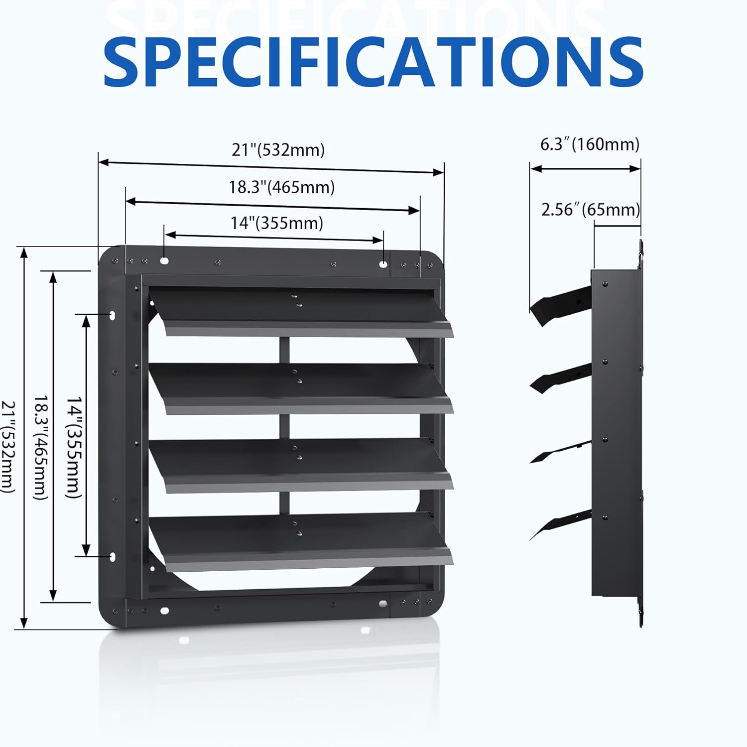 18 Inch Galvanized Sheet Spraying Automatic Exhaust Shutter Louver Vent (No Fan Blades and Motor) for Home Attics, Workshops, Barn, Greenhouse