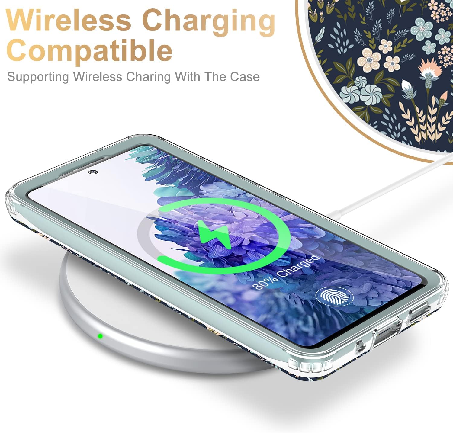 Esdot Compatible with Samsung Galaxy S20 FE Case with Built-in Screen Protector,with Fashionable Designs for Women Girls,Protective Phone Case for Galaxy S20 FE 6.5" Littler Flowers - Image 3