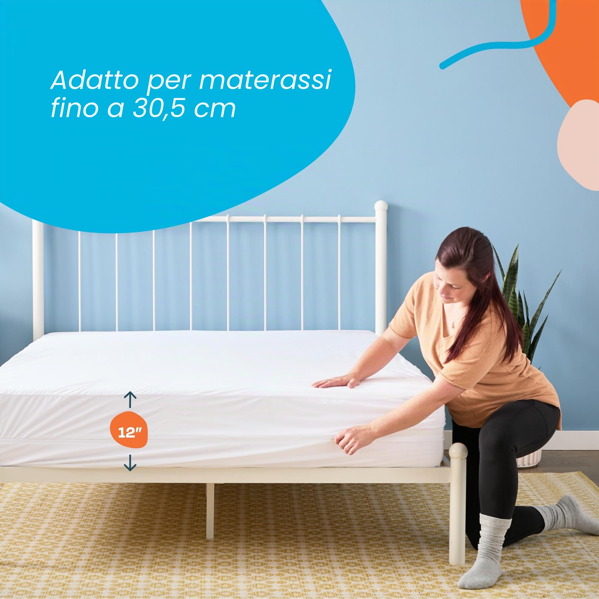 Linenspa Coprimaterasso con Chiusura Lampo Impermeabile e Anti-cimici, Rivestimento Silenzioso e Assorbente, Pieno, Bianco
