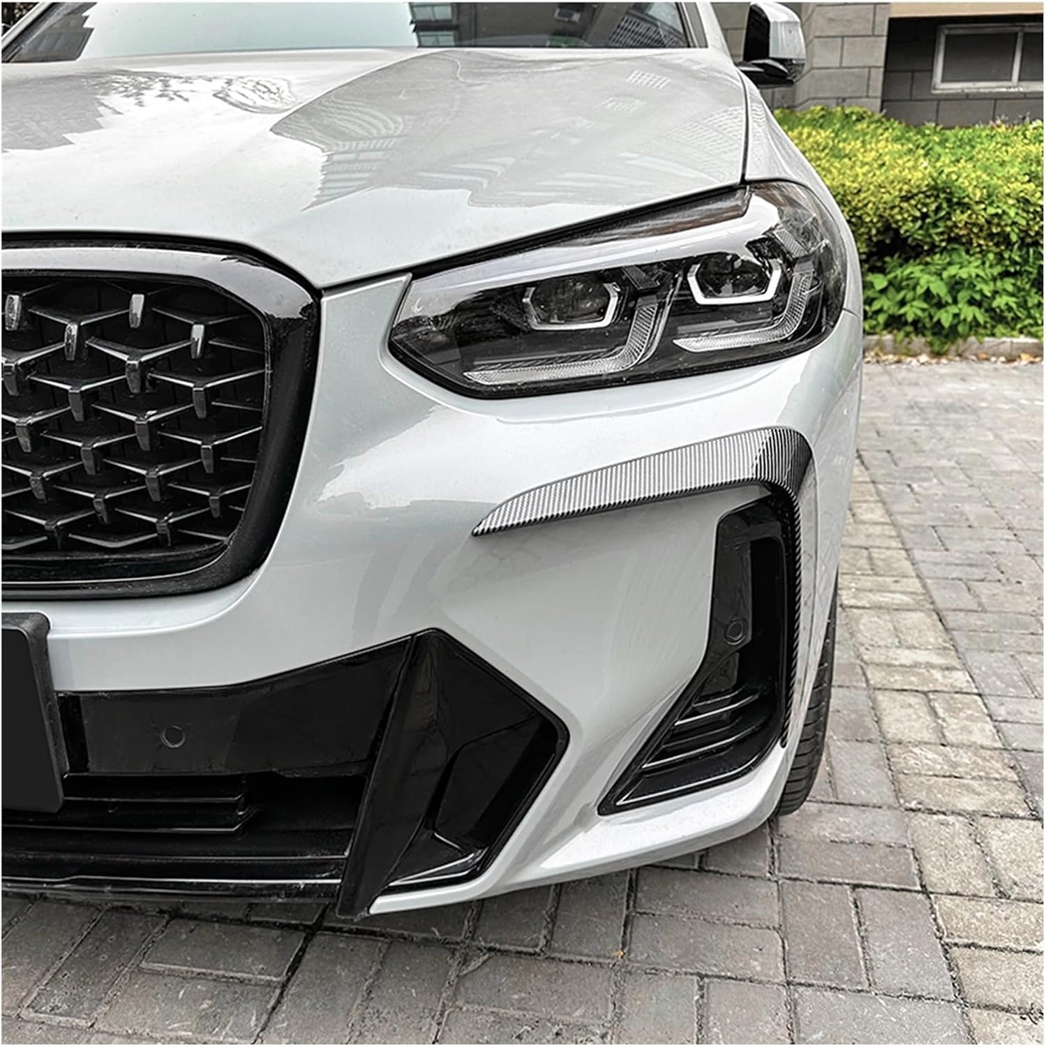 Car Hood Air Vent Cover Car Front Bumper Side Air Vent Cover Trim Fog Light Lamp Intake Hood Frame Splitter Easy Installation(Gloss Black)