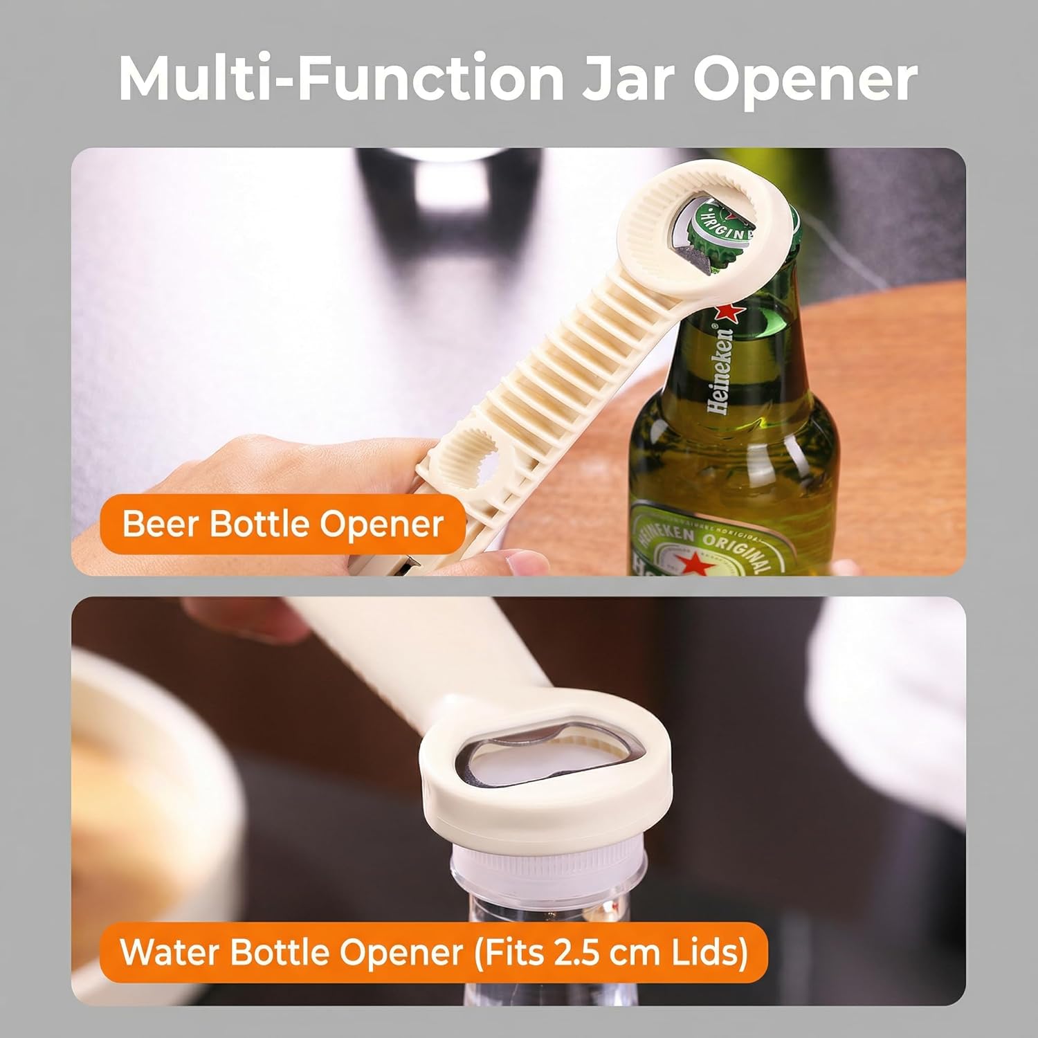 Adjustable Jar Opener for Weak Hands, Multi-Purpose Jar Opener, Manual Jar Opener for Seniors, Kitchen Jar Opener Tool (Beige,1pcs)
