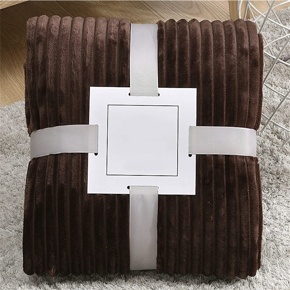 Enen Brown Ribbed Cord Faux Throw Blanket Fur Coral Fleece Sofa Bed Throwover Soft Touch Blanket Stripe Flannel Blanket For Sofa Bed Office Use (150X200cm,)