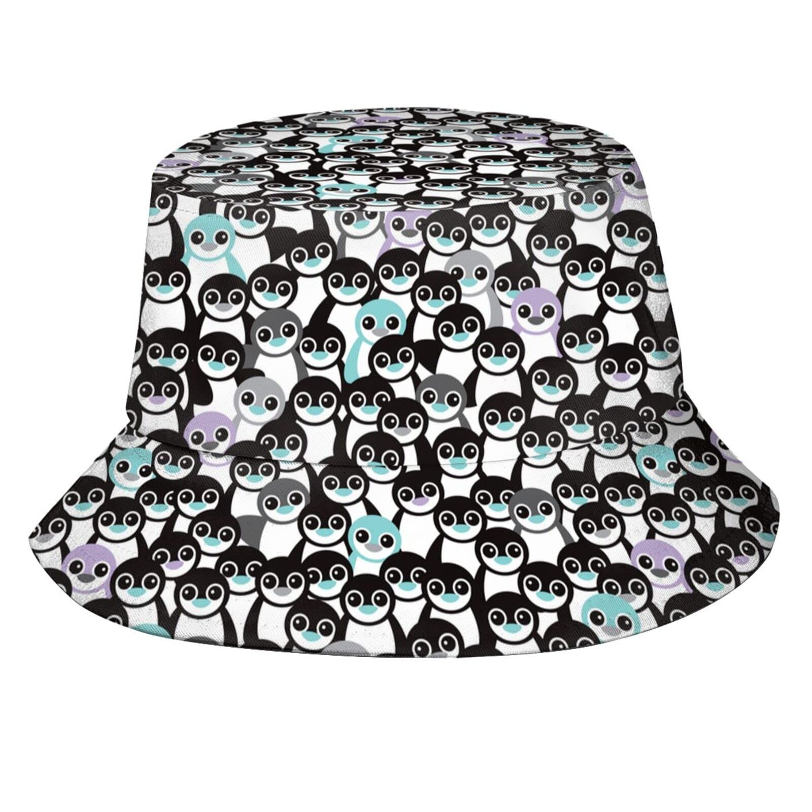 DJNGN Black and White Penguins Bucket Hat Summer Fisherman Cap Travel Sun Hat for Men Women
