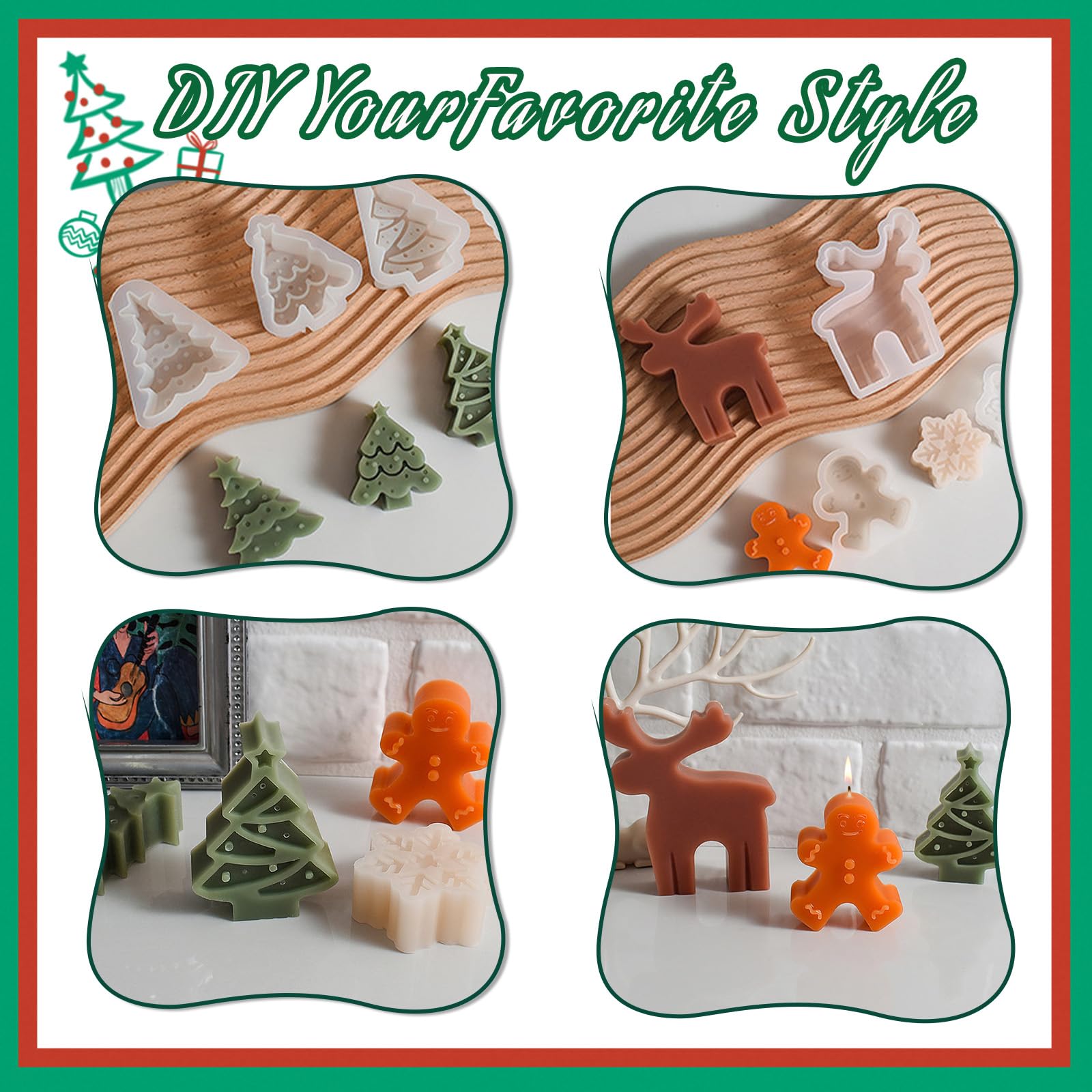 LUMOOM 6 Stück Silikonformen Gießformen Weihnachten, Inklusive