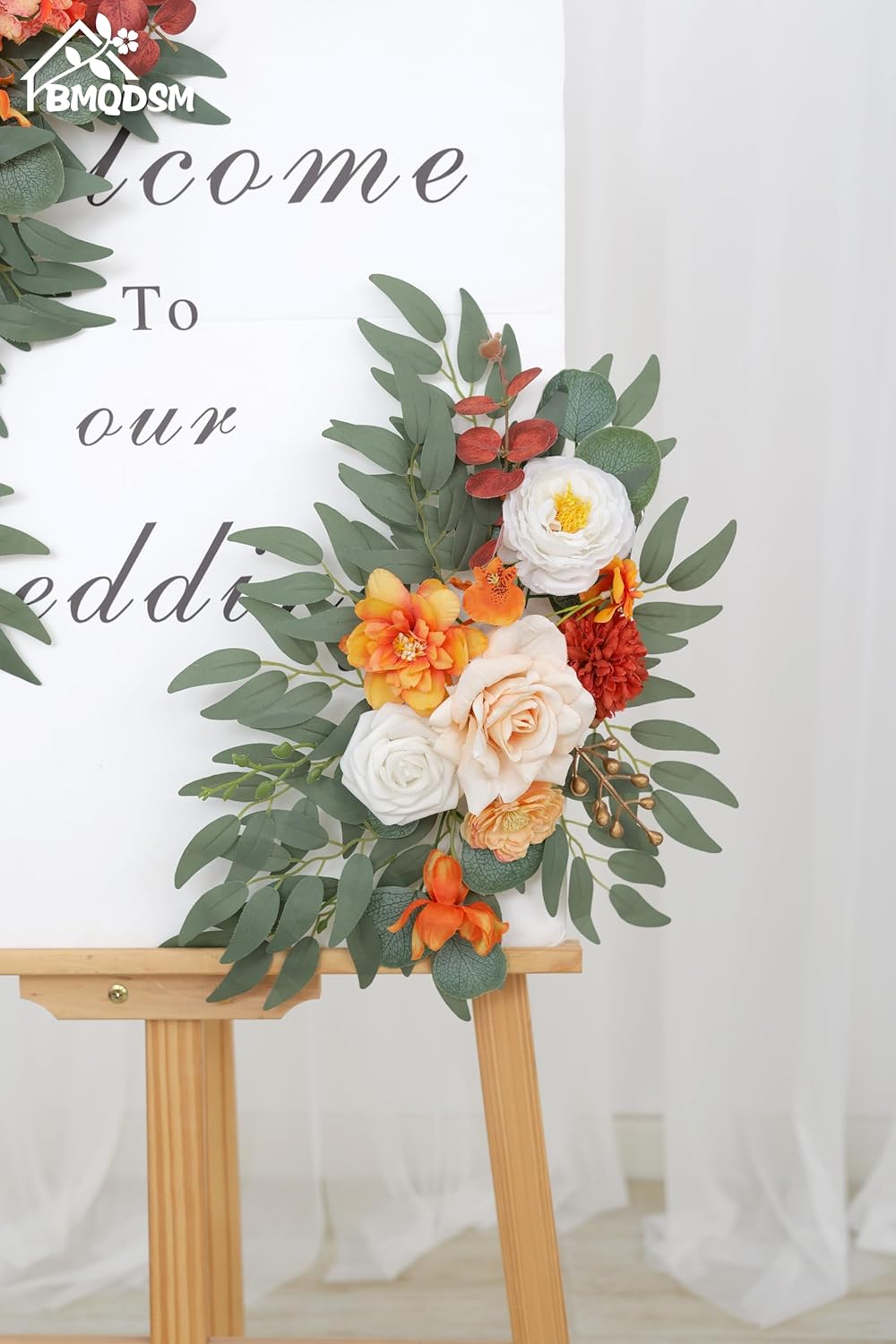 Faux Flowers Wedding Arch Flowers Kit(Pack of 2) for Wedding Decor Ceremony Reception Backdrop Thanksgiving Halloween Party Decoration (Orange)