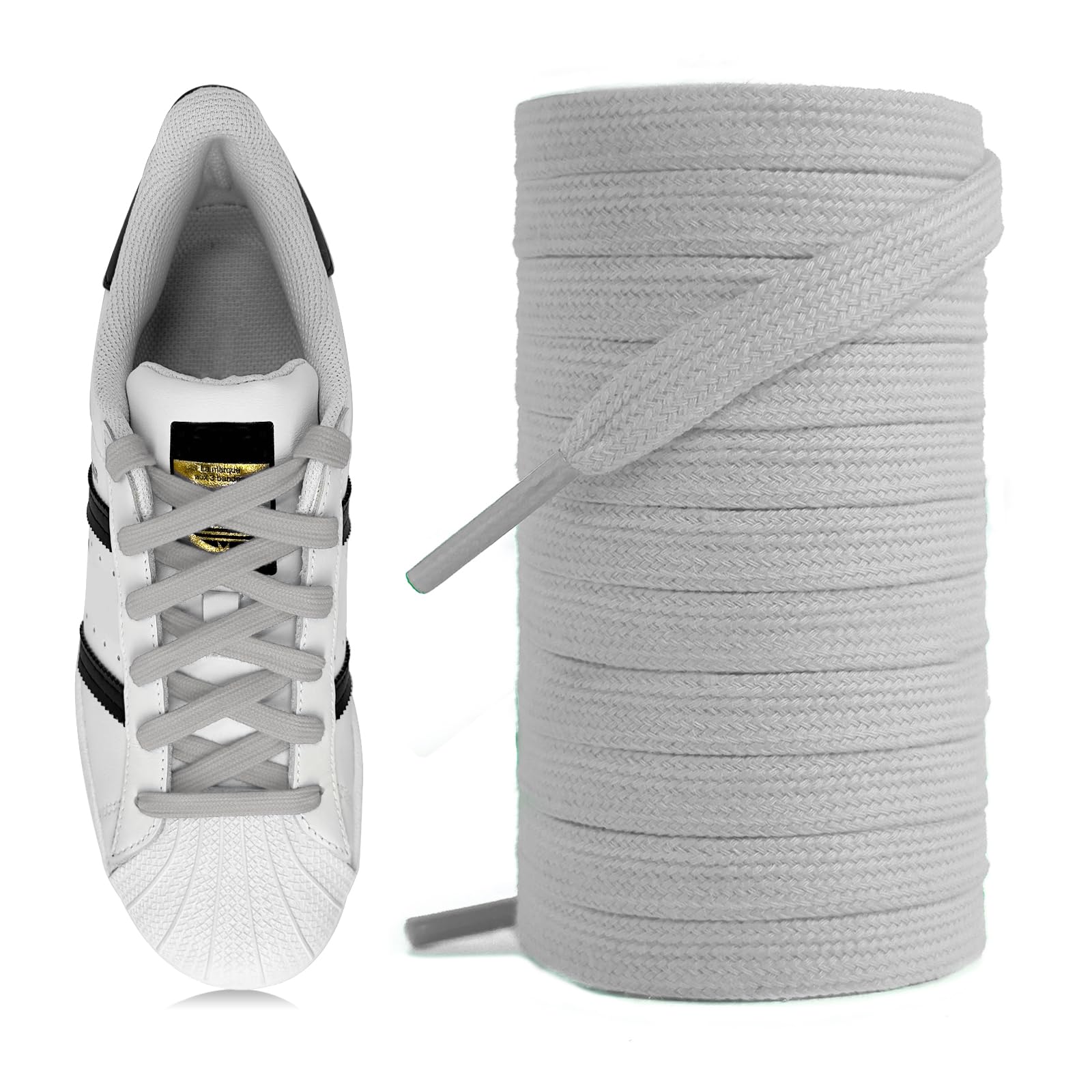 UamGlsob Cotton Shoelaces for Adidas Superstar Samba Gazelle Sneakers, 5/16"(8mm) Athletic Shoe Strings Replacement Laces