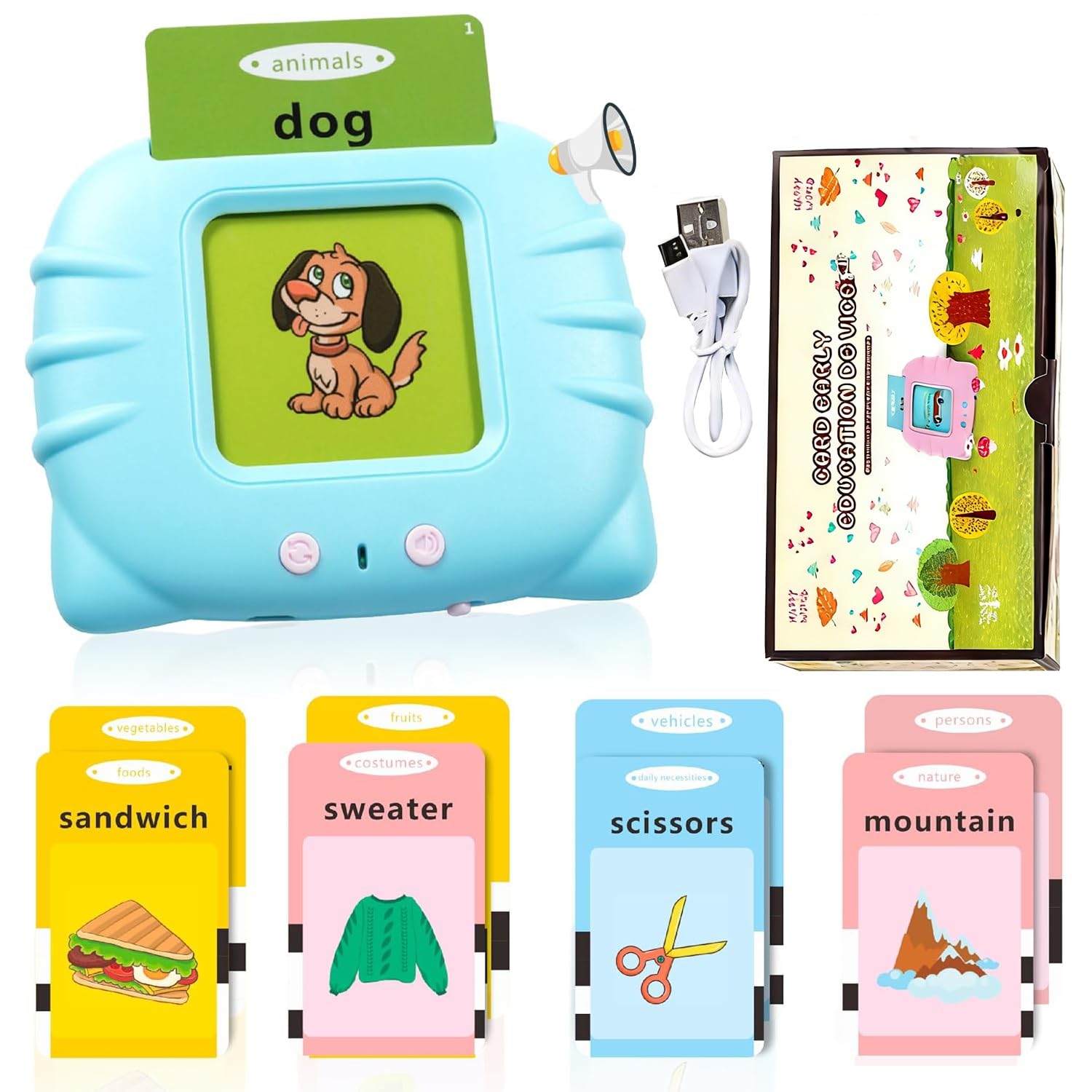 Felly Talking Flash Cards for Toddlers, Early Educational Learning Toys, Preschool Learning Reading Machine with 224 Words, Montessori Interactive Gift for Kids Toddlers, Gifts for Family Friends