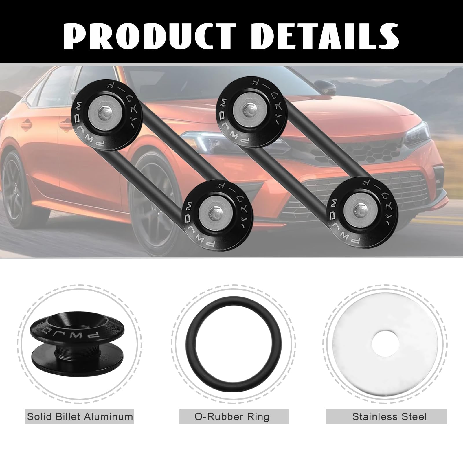 Bumper Quick Release Button 4-Piece Quick Release Fastener Kit - Aluminum Bumper/Trunk/Fender Clips For Cars Bumper Holders For Cars - Foto 4