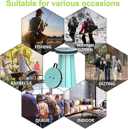 Miniatura 6 de Taburete plegable mejorado para adultos, silla portátil con cojín, taburete telescópico plegable ligero antideslizante y más resistente, asiento