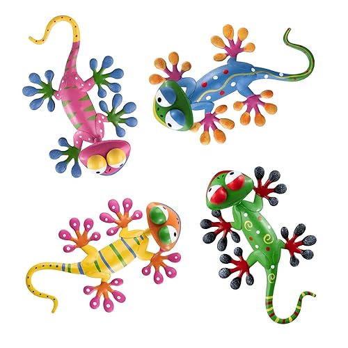 hogardeck Metal Gecko Outdoor Wall Decor, 4 Pack Lizard Art