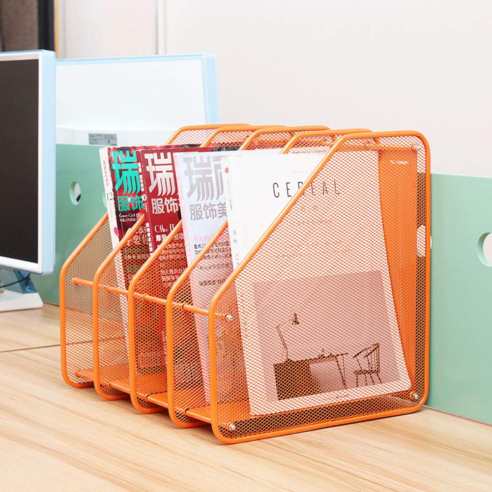 Revistero Archivador 4 de Malla Metálica/Archivadores de Revistas/Estante para Escritorio, Estante para Cartas, Papelera, Almacenamiento de Archivos de Escritorio,Plata