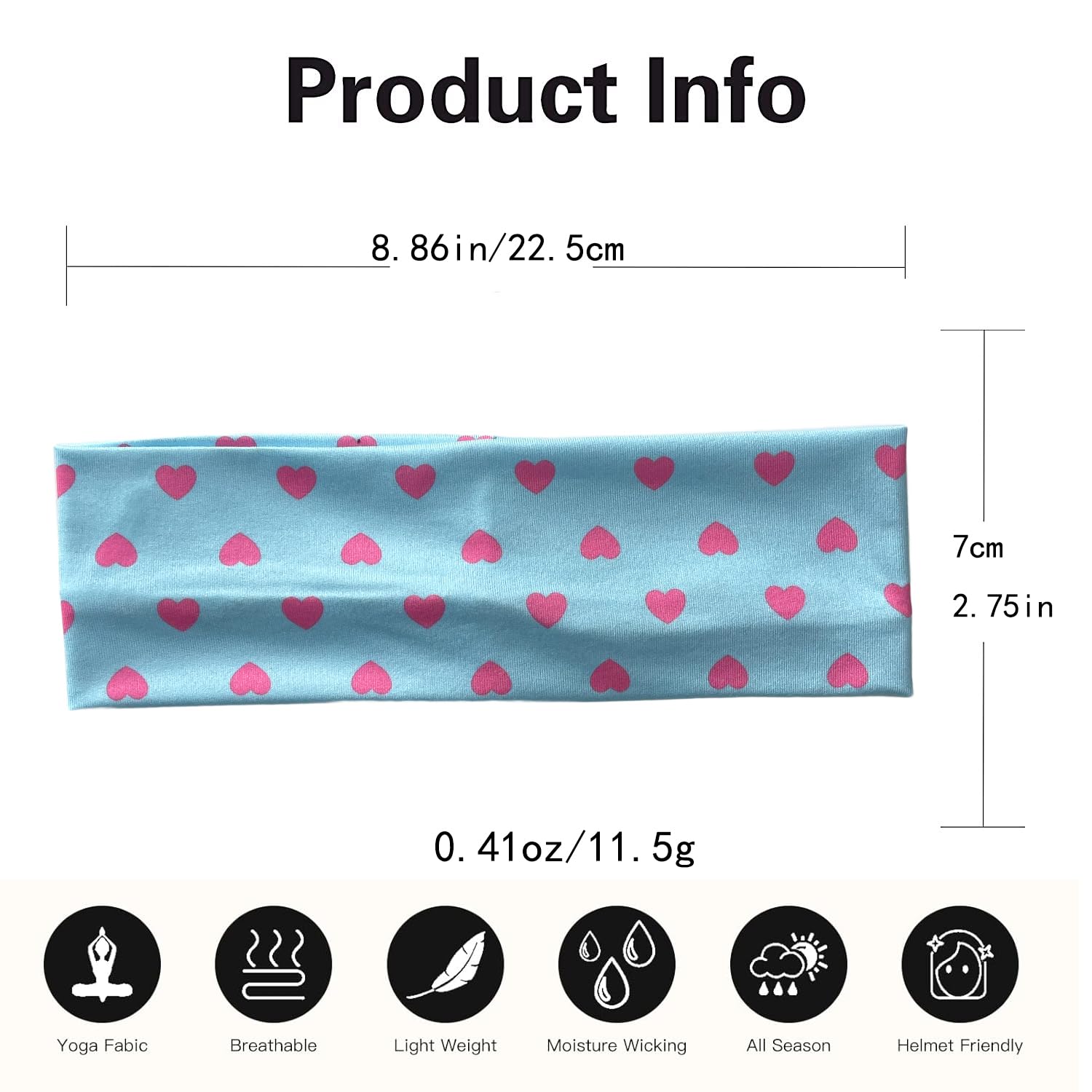 Zupro 6Pcs Heart Print Women's Headbands, Soft Stretchy Fabric Hair Bands image 5
