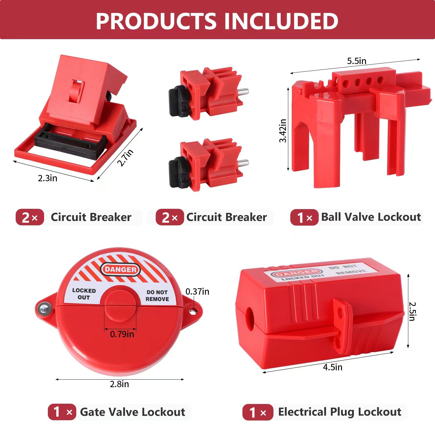 Lockout Tagout Safety Kit - 55 Piece Electrical LOTO Set With Padlocks, Hasps & Circuit Breaker Locks