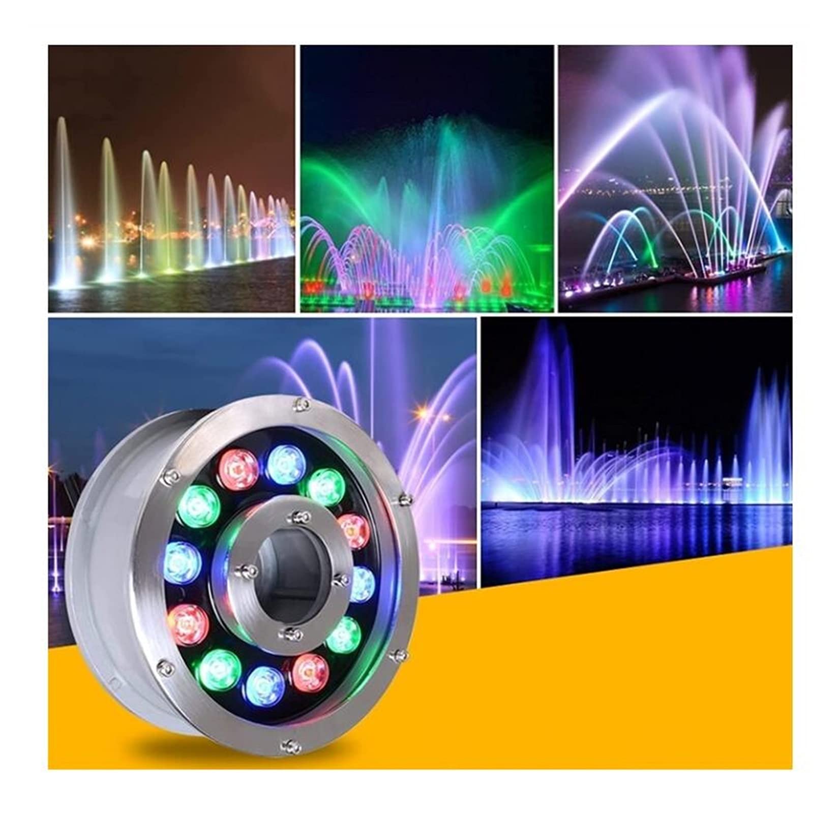 WZYJLyds Unterwasserstrahler IP68 – 24W, 12V/24V, Aus Edelstahl, Einstellbarer Winkel, Farbe Grün | Für Schwimmbad, Teich & Springbrunnen, Wasserdicht