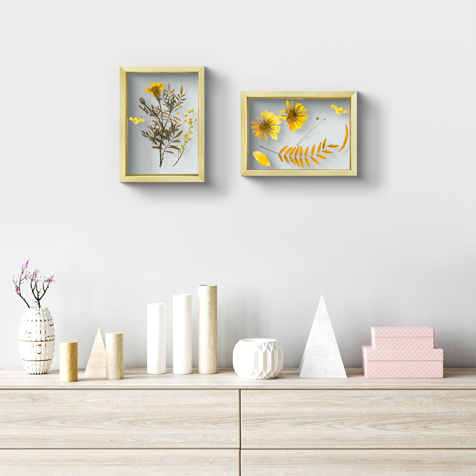 Set Da 9 Cornici Quadrate Frametory 30x30 Cm Con Passepartout Avorio - Vetro E Plastica, Bianche