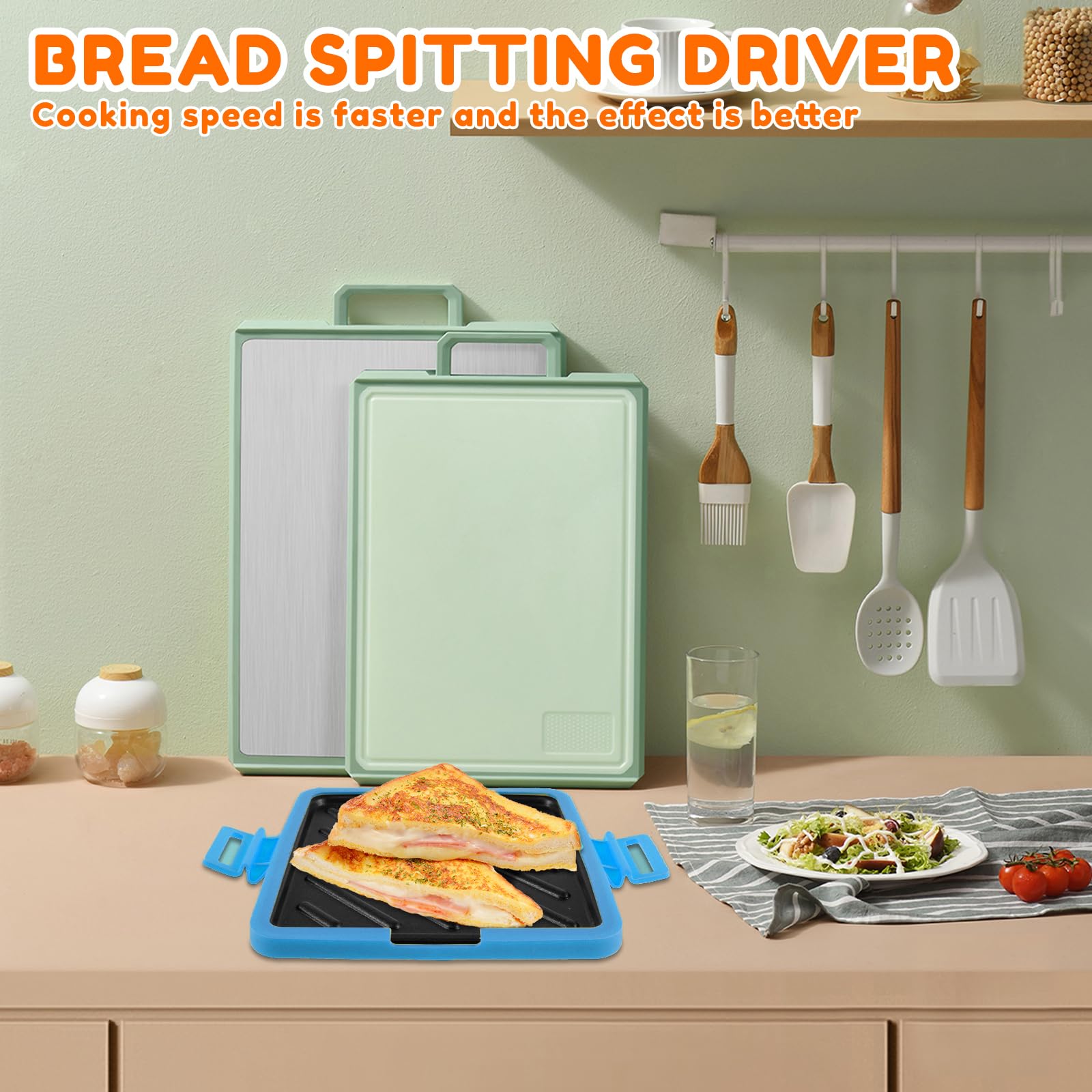 Macchina per toastie per microonde, in silicone, senza fili, con tecnologia Heatwave, tostapane, piastra antiaderente, per cucinare panini croccanti (blu)