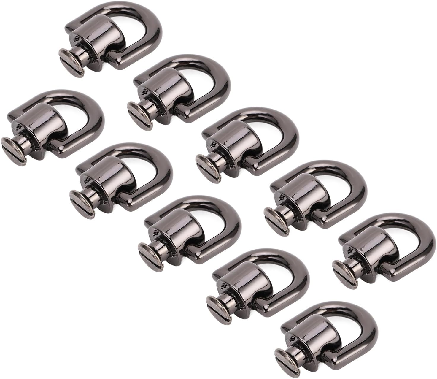 D Ring Rivet Ball Studs Rivet Metal Ball Studs Rivet Sturdy Zinc Alloy Iron 360 Degree Rotatable Easy to Use for Handbags Pet Collars Leather Jackets Backpacks 11x19mm 20PCS (Silver Black)