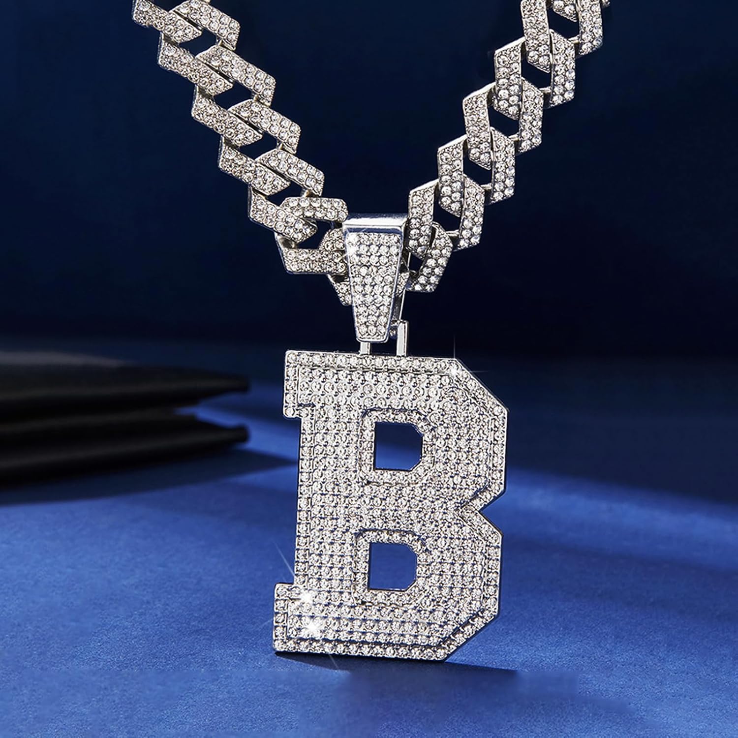 Cuban Link Chain for Men, Miami Men's Chain Silver Gold Plated Necklace for Diamond Chain for Ice Chain Hip Hop Jewelry Gift, Rhinestone pendant necklace for fashion jewelry - Image 2