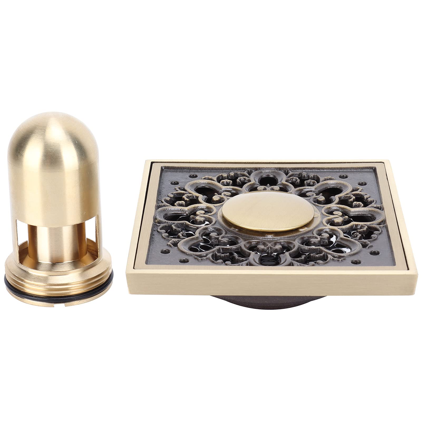 Scarico A Pavimento Bagno 10x10 Cm - Griglia Ottone, Design Antico | Anti-insetti E Facile Pulizia - Foto 5