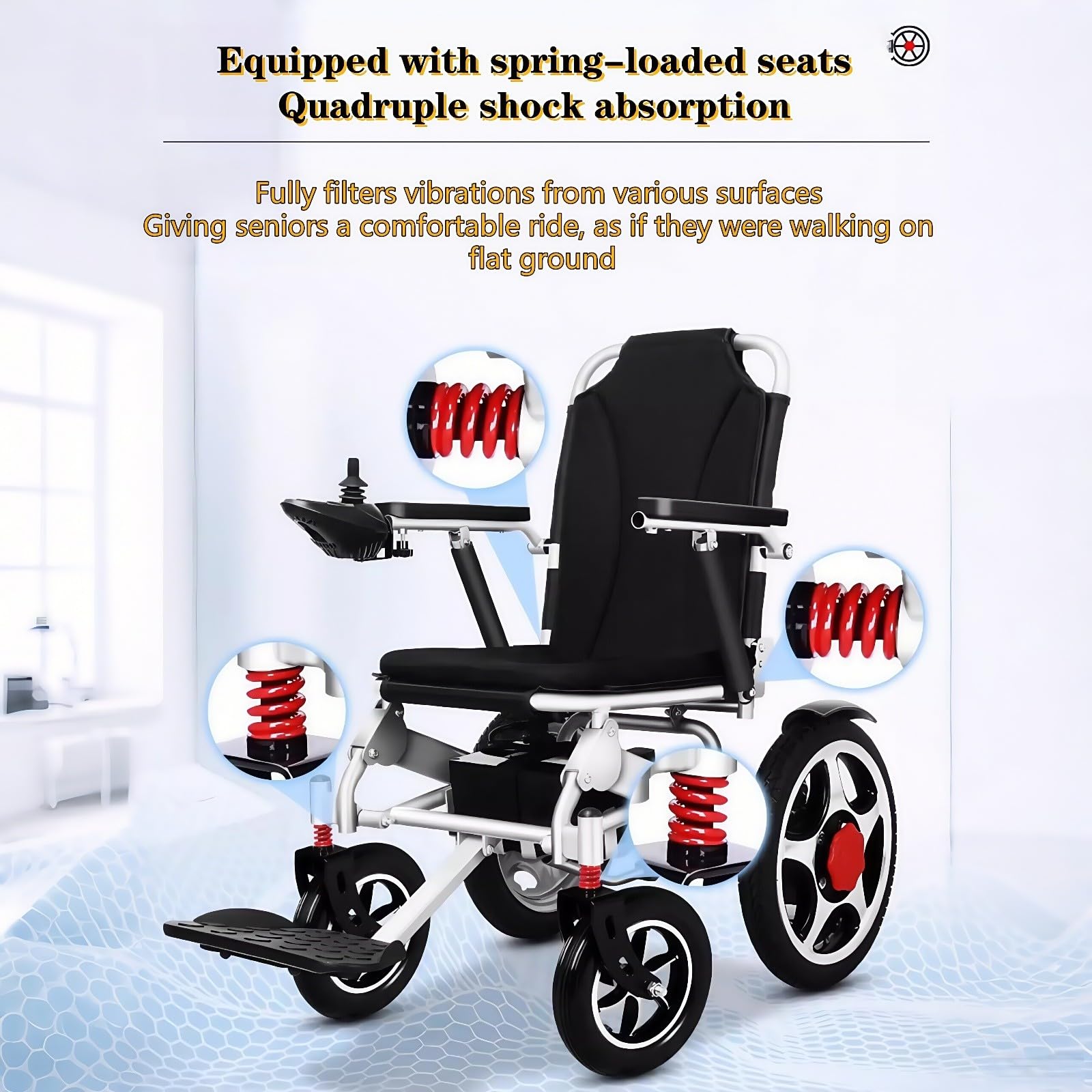 Patinete motorizado para personas mayores, silla de ruedas eléctrica ligera, silla de ruedas eléctrica plegable, diseño ultraligero, alta capacidad, fácil de transportar y almacenar