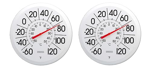 Taylor Precision Products Springfield - Termómetro grande y audaz para patio de perfil bajo (13.25 pulgadas), 2 unidades