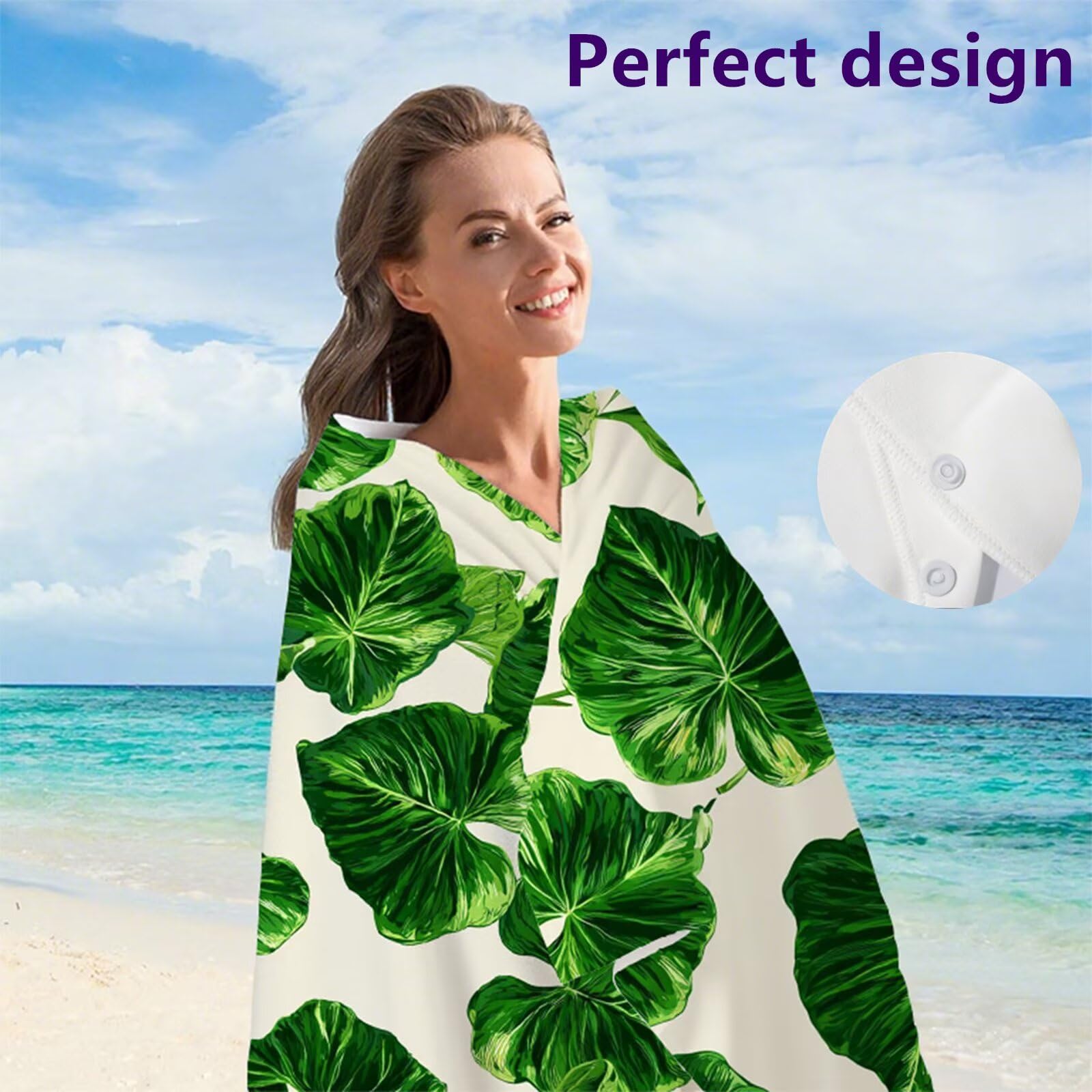 Telo Mare Microfibra 90x180 cm Telo Mare Grande, Asciugamano Palestra Assorbente Asciugatura Rapida, Asciugamano Mare Antisabbi Stuoia Spiaggia per Piscina, Campeggio, Viaggio - Foglie Piante G1-454