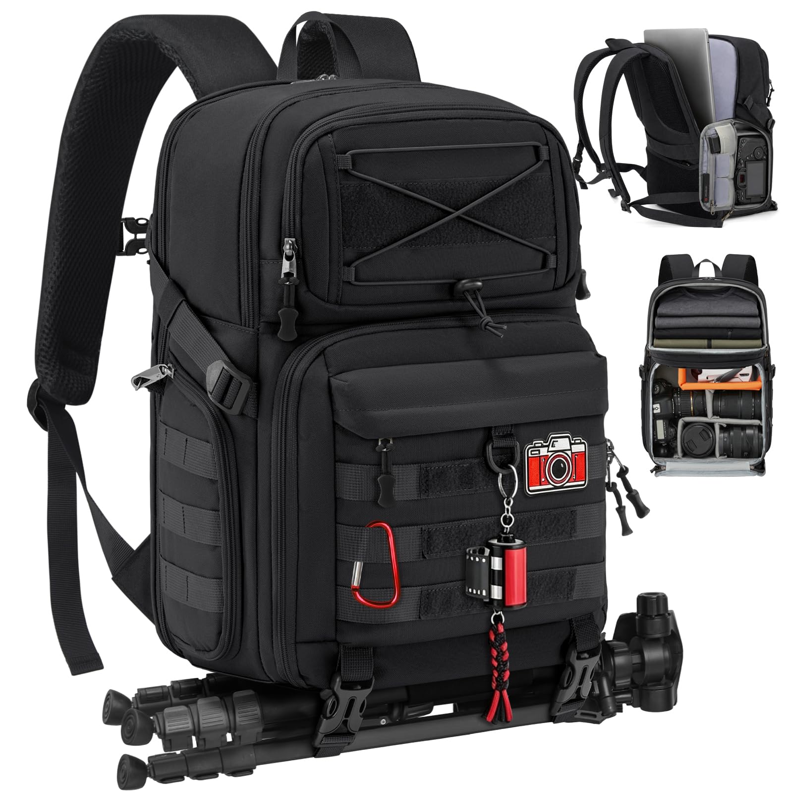 RAINSMORE Camera Backpack, DSLR/SLR/Mirrorless Tactical Camera Bag Cases | Waterproof cam…