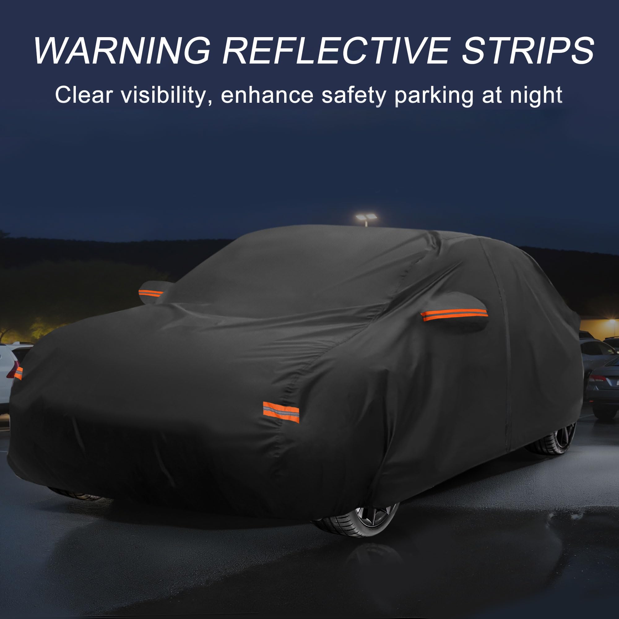 X AUTOHAUX Car Cover Outdoor Waterproof Sun Rain Snow Hail Protection with Left Side Door Zipper 210D-PU for — view 5