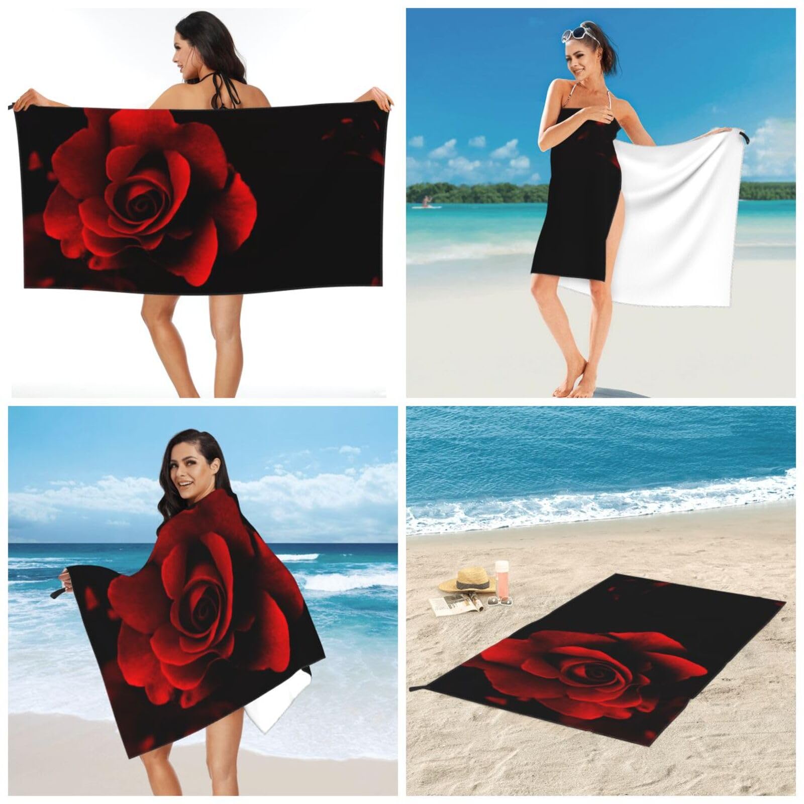 Flaga Niemiec Szybkoschnący Ręcznik Super Chłonny I Lekki Ręcznik Z Mikrofibry Do Przygód Na świeżym Powietrzu I Do Użytku Domowego, Red Rose, 31.5"x63"