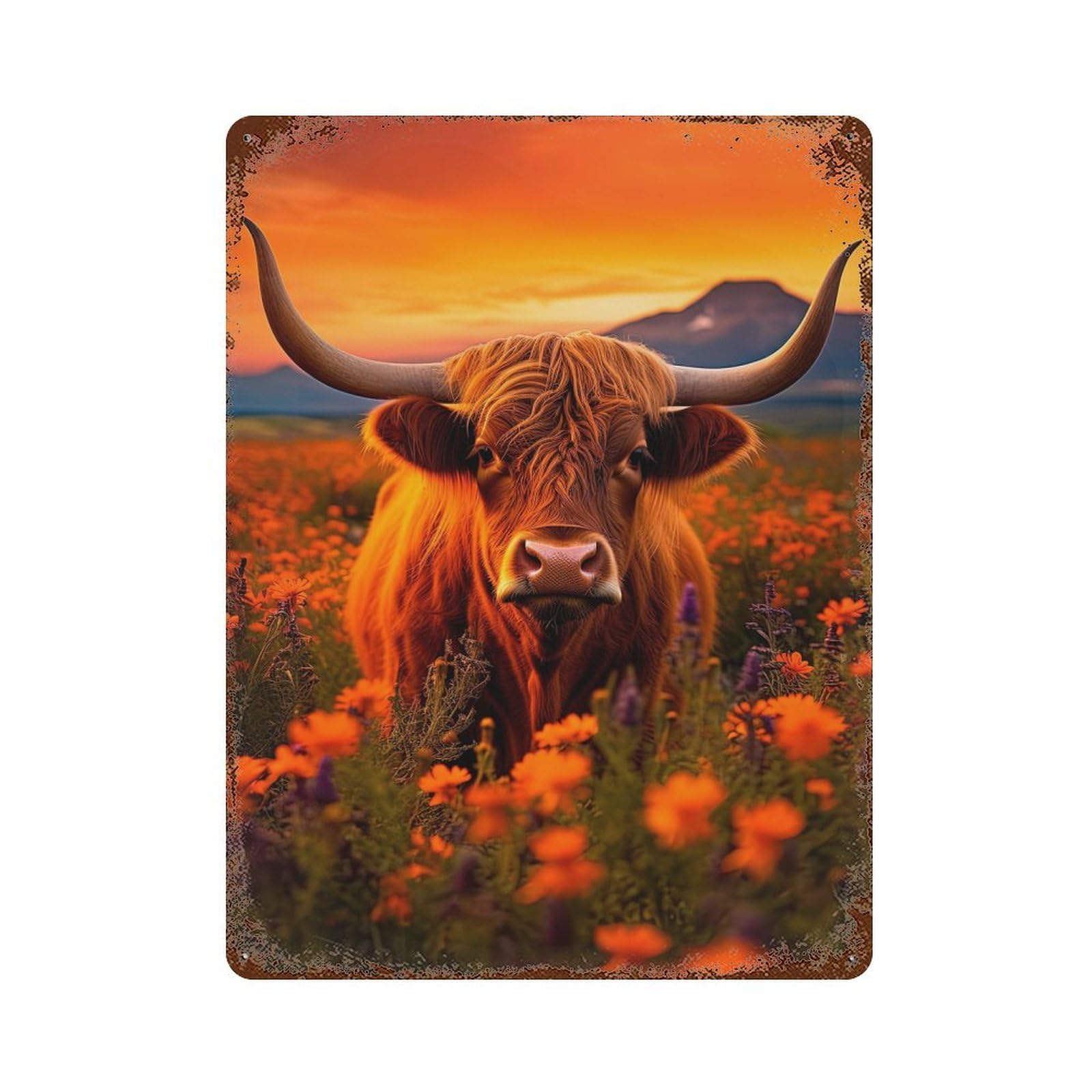 Scottish Highland Cows 15.7"x11.8" Retro Metal Sign, Vintage Wall Decor for Garage, Bar And Workshop Decor