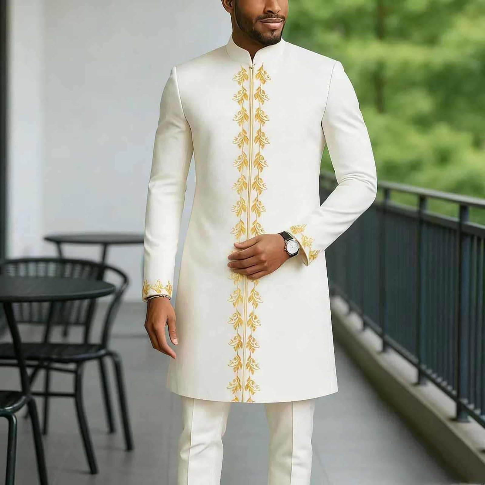 Afrikanisches Herren Outfit Herren Middle East Thobe Mit Hosen Afrikanisches 2-Teiliges Set Dashiki Und Hose Normale Passform Kleid Dubai Arab Kaftan Kleidung Traditioneller Anzug