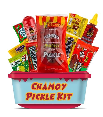 Ricos Jumbo Chamoy Pickle Kit, Mexican Candy Mix Ready to